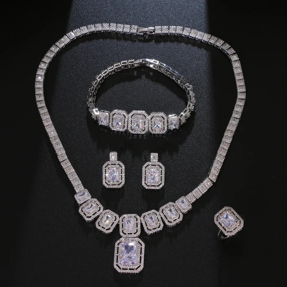 High Quality Necklace Jewelry Set Gold Rhodium Plated Ladies Fashion Italian Jewelry Luxury Dubai Costume Jewelry Sets