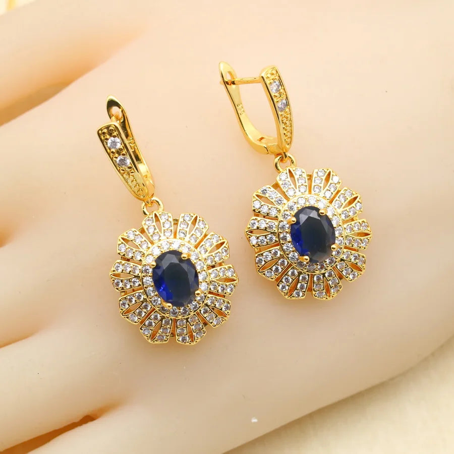 XOTICA Fashion 18k Gold Plated Jewelry for Wedding Party Engagement Includes Earrings Open Ring Bracelet for Christmas