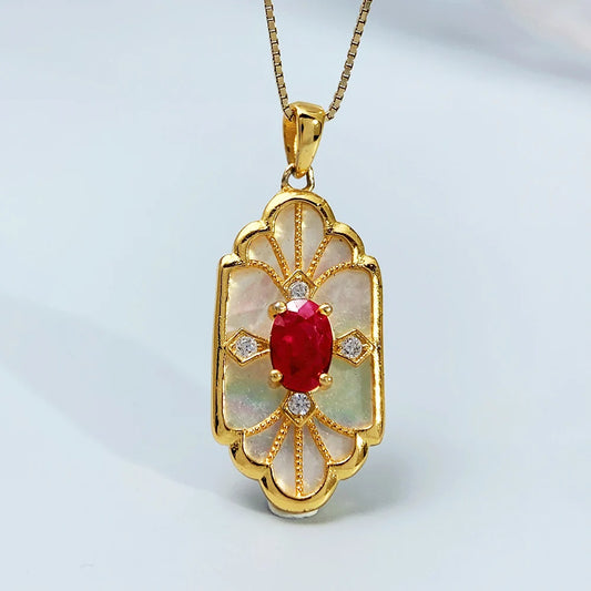 Gioiellieri Vintage Ruby Pendant with Natural Red Gemstone for Women 925 Sterling Silver July Birthstone Fine Jewelry Handmade Luxury Gift