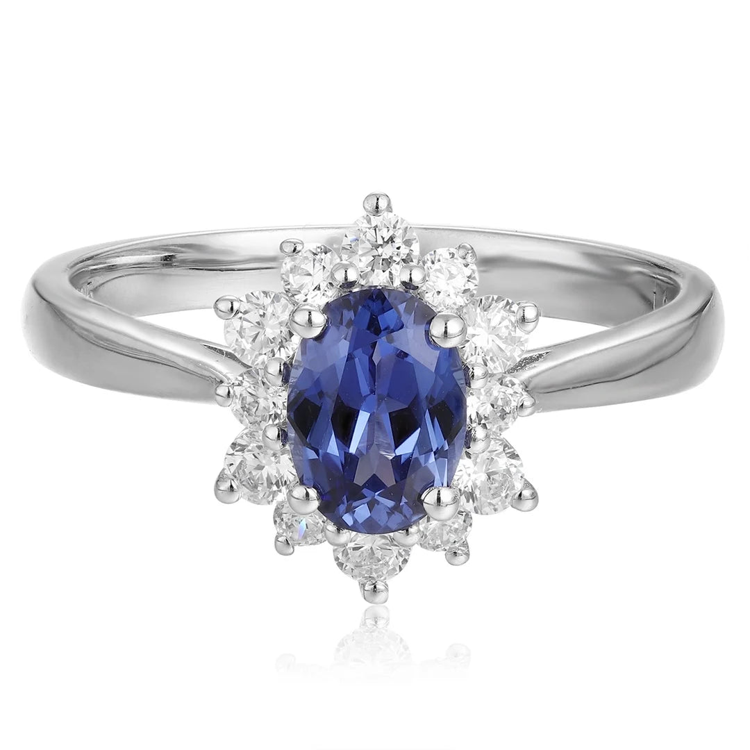 Gemfiori Jewelry Trendy High Quality S925 Silver Cultivated Sapphire Ring Unisex Engagement Ring for Wedding Party or Gift