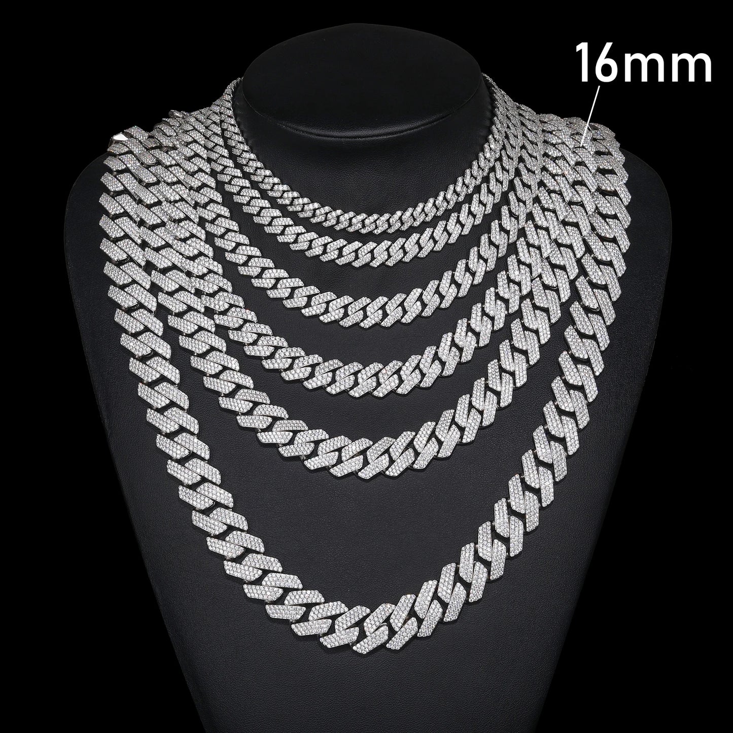 High Quality Cubana Hip Hop Jewelry 6-20mm 925 Sterling Silver VVS Moissanite Diamond Iced Out Cuban Link Chain Necklace for Men