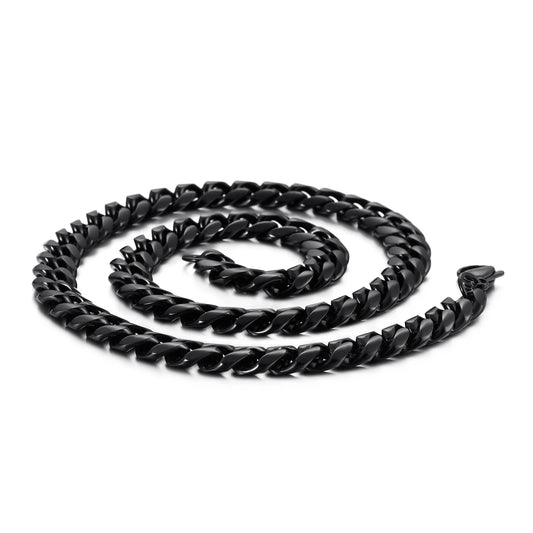 KALEN Stainless Steel Shiny Black Personality Necklace Men