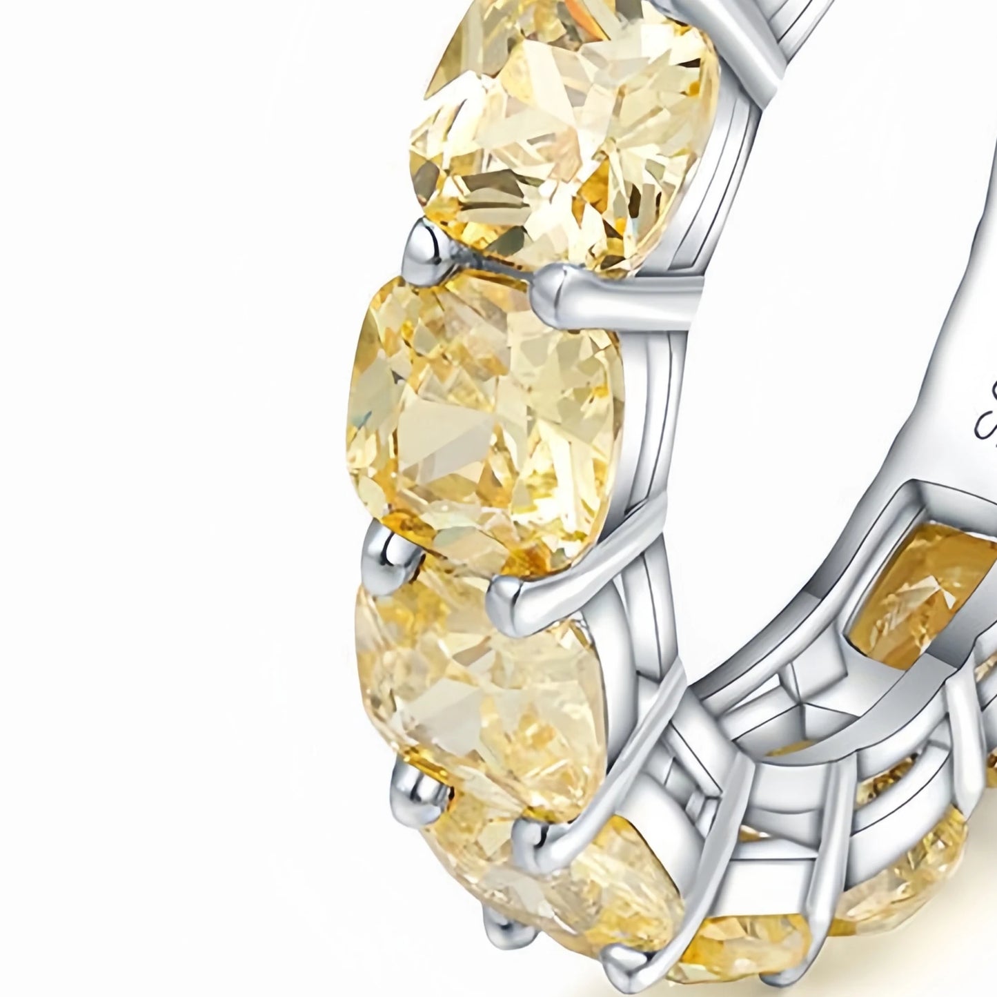 MUSHAN Jewelry Factory Yellow CZ High Carbon Diamond Eternity Band Women Rings 18K Gold Plated 925 Sterling Silver Jewelry Rings