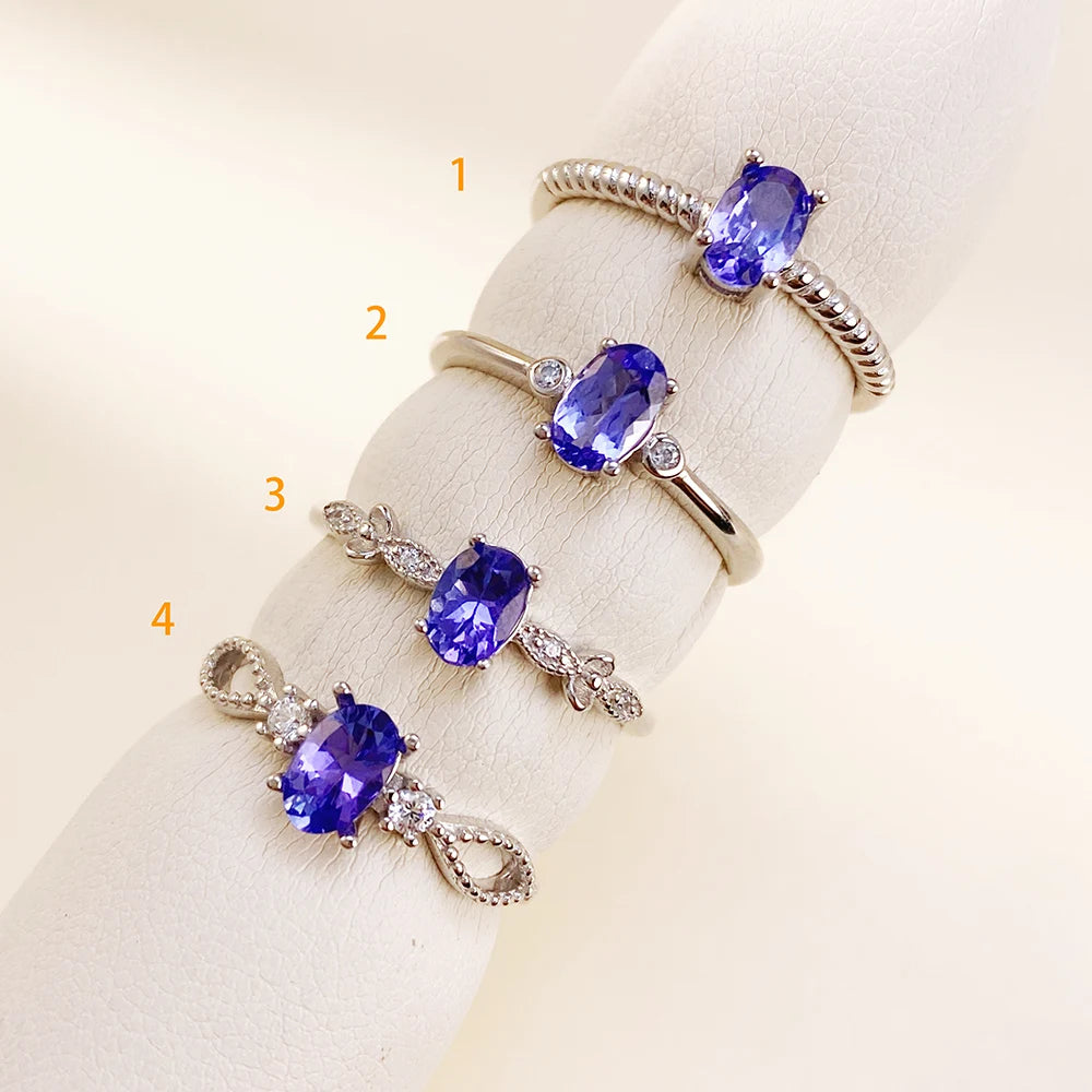 Gioiellieri Fashion Jewelry Rings Natural Tanzanite Classic Gold Plated for Women Low Price 925 Silver Comfortable Fit