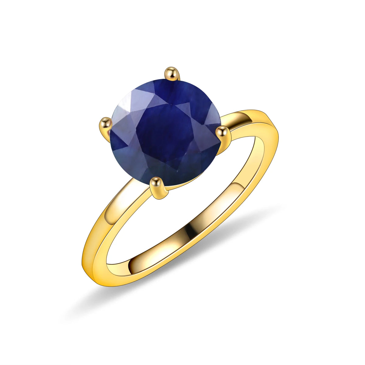 Gemfiori KH073 Abiding Direct Sale Women Jewelry 4 Claw 9MM Big Gemstone 925 Sterling Silver Gold Plated Solitaire Rings