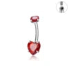 G23 ASTM F136 Titanium Navel Piercing 14G Belly Button Ring Double Heart Zircon Inlay Women Fashion Body Jewelry