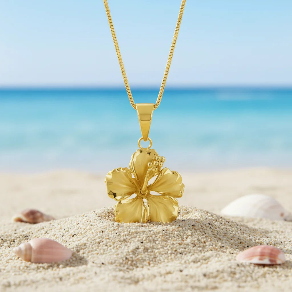 Hawaii Jewelry Orchid Flower Necklace Pendant-Copper Sweater Chain Link Chain Wholesale Jewelry