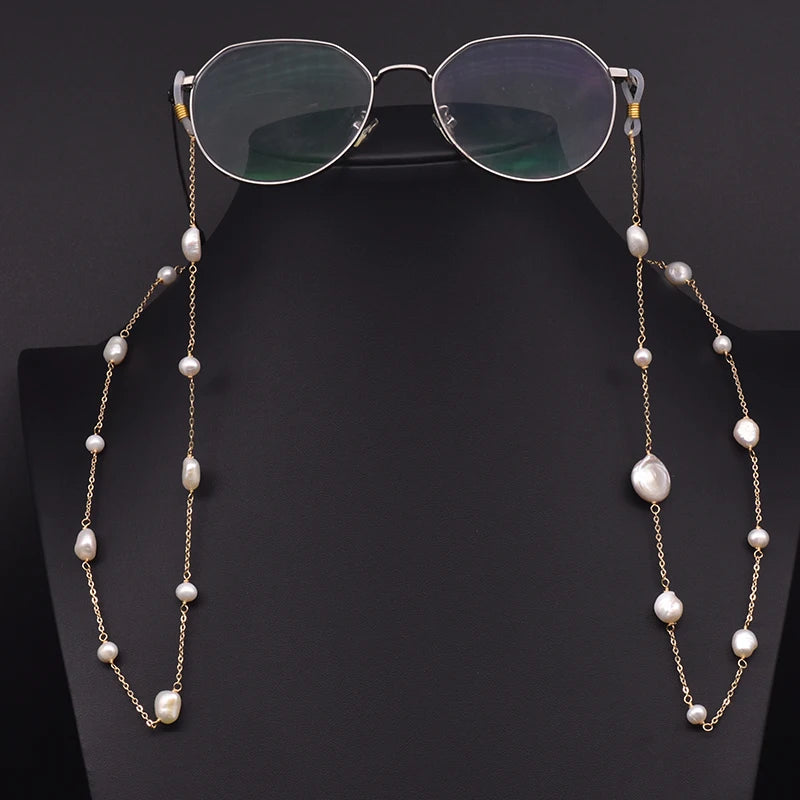 Natural Baroque Pearl Glasses Chain Necklace Pendant for Women Eyeglasses Handmade Charms Simple Fine Jewellery