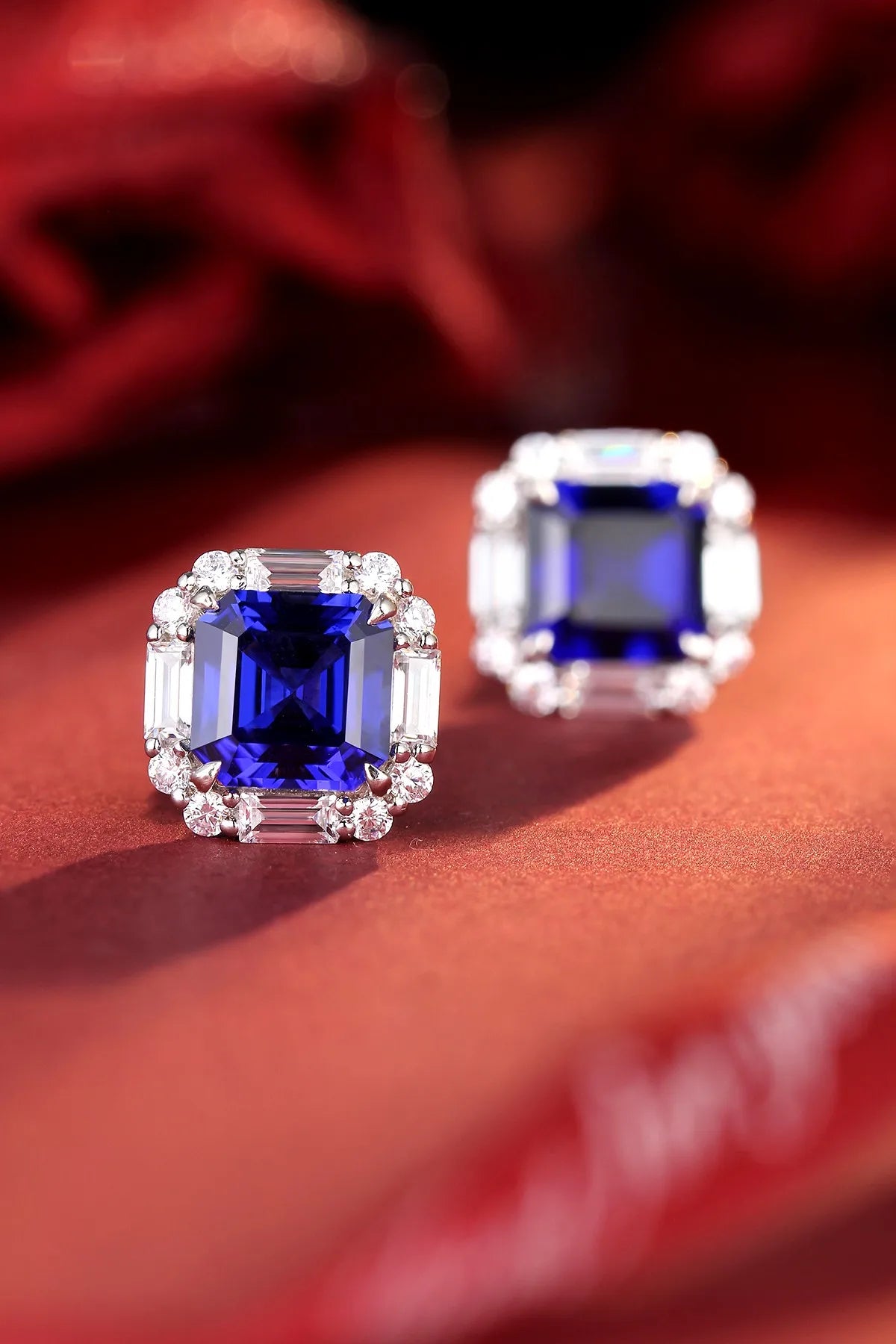 Gemfiori Anster High Quality S925 Lab Grown Sapphire Earring Stud Dainty Gemstone Stud Earrings for Women Daily Wear Gift
