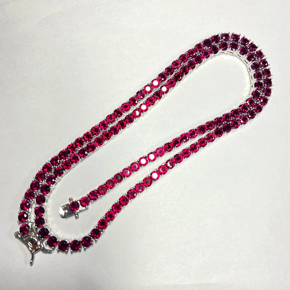 ArtistA Round 4mm Synthetic Ruby 925 Silver Plated Tennis Bracelet for Gift