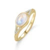 ArtistA Abiding 925 Sterling Silver Round Oval Pear Milky Blue Moonstone Rings Cluster Halo Engagement Ring Stackable Band for Women