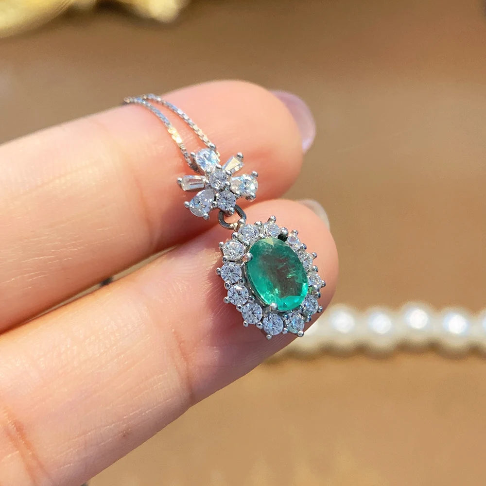 Gioiellieri Natural Green Emerald Jewelry for Women with 925 Sterling Silver Pendant May Birthstone Fine Jewelry Wedding Anniversary Choice