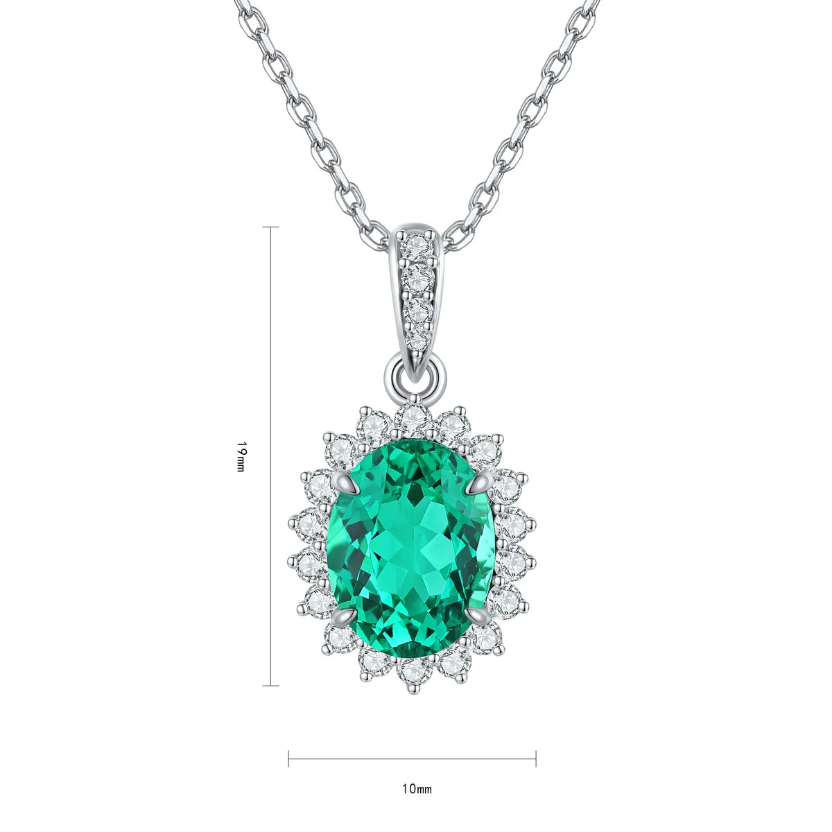 Gemfiori Anster 925 Sterling Silver High-quality Cultivated Emerald Necklace - Suitable for Parties or As a Gift