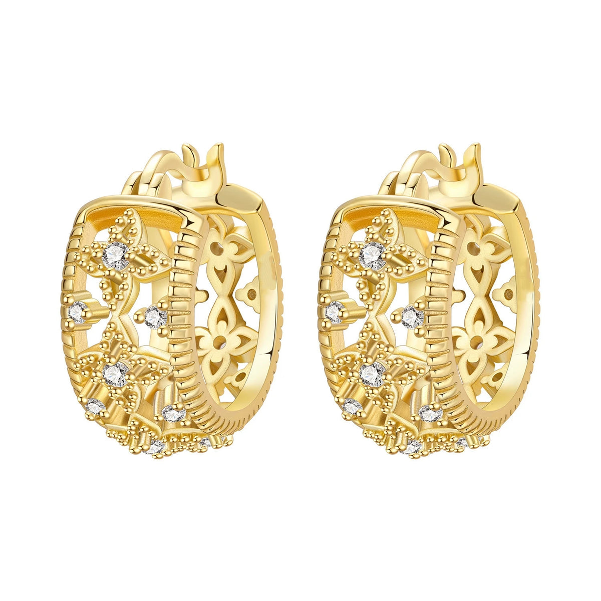 S&S Zircon Plant & Maple Leaf Hoop Earrings — S&S Collection
