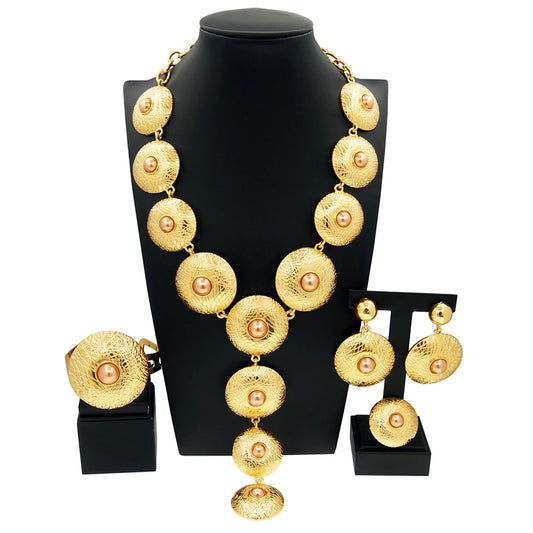 Zhuerrui Italian Gold Plated Jewelry Sets High Quality Brazilian Gold Jewelry Set Necklace Bracelet Chain Jewelry Set H00507