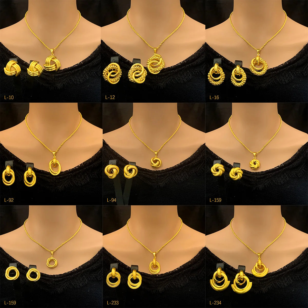 Dubai Bridal 24K Gold Plated Pendant Necklace & Earrings Set | Luxury Brass Jewellery | 15 Styles
