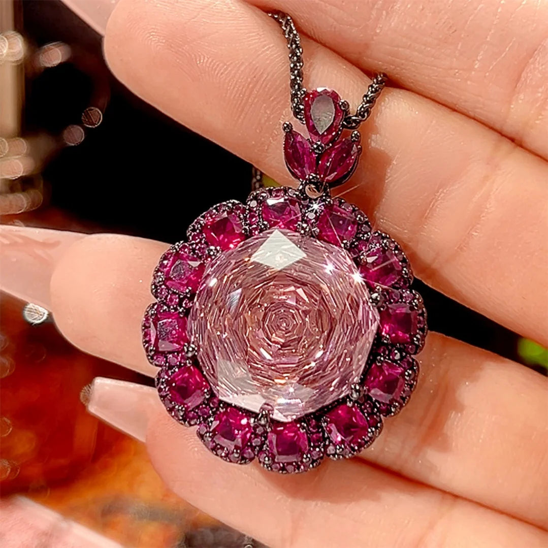 S&S Black Gold Dried Rose Jewellery Set – Pendant, Ring & Earrings – Chopin Chain – Collection