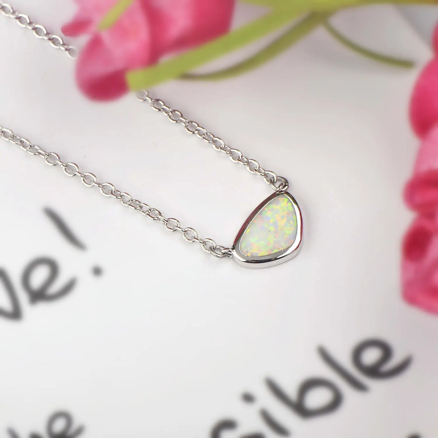 Aobao Triangle Tooth Necklace Geometric Pendant Sweater Chain Opal Wholesale