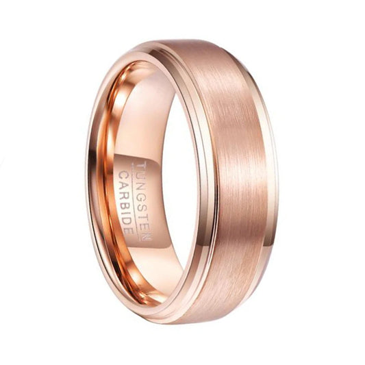 REBEL Alin Rose Gold Plated Tungsten Classic Ring Women Men Core Blank for Inlay Matte Comfort Fit Coolstyle Jewelry