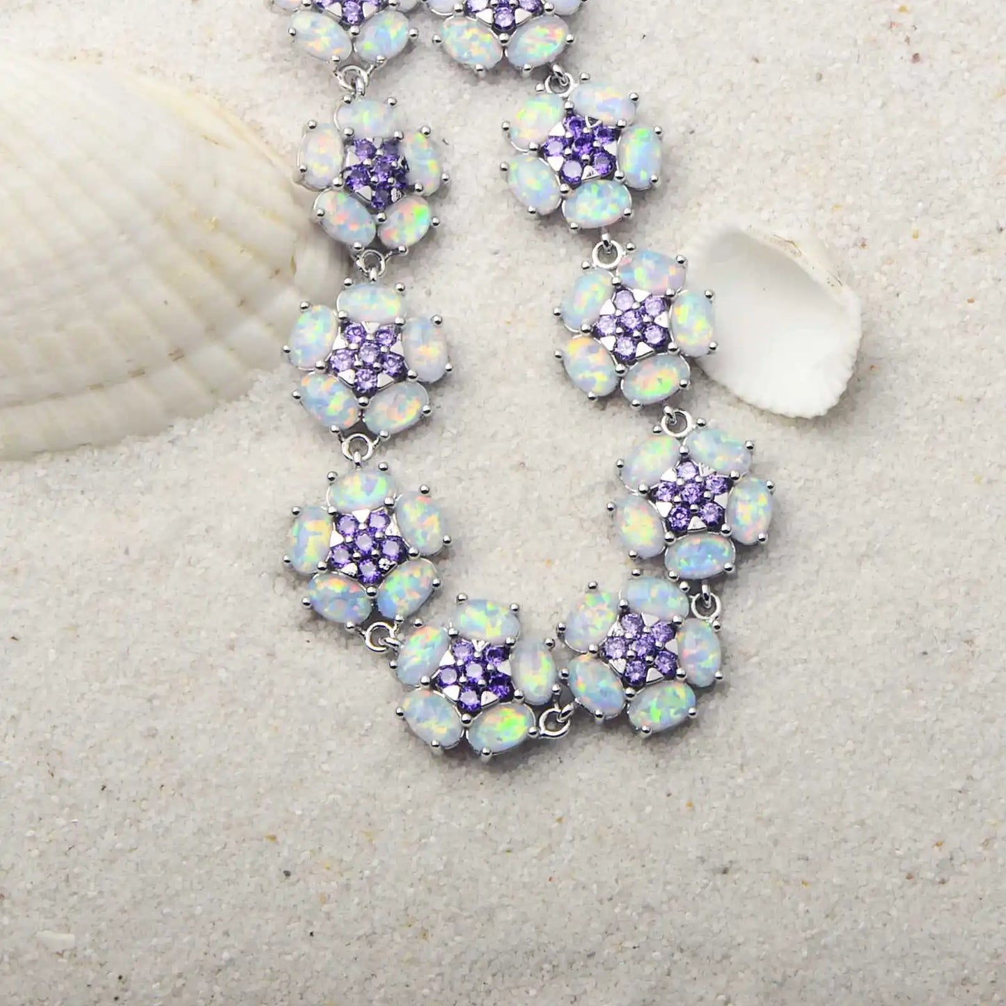 New Women's Xia Wei Flower Beaded Bracelet Opal Trendy Brass Gold-color Plated Jewelry Inlaid Gemstone Fashion Anniversary