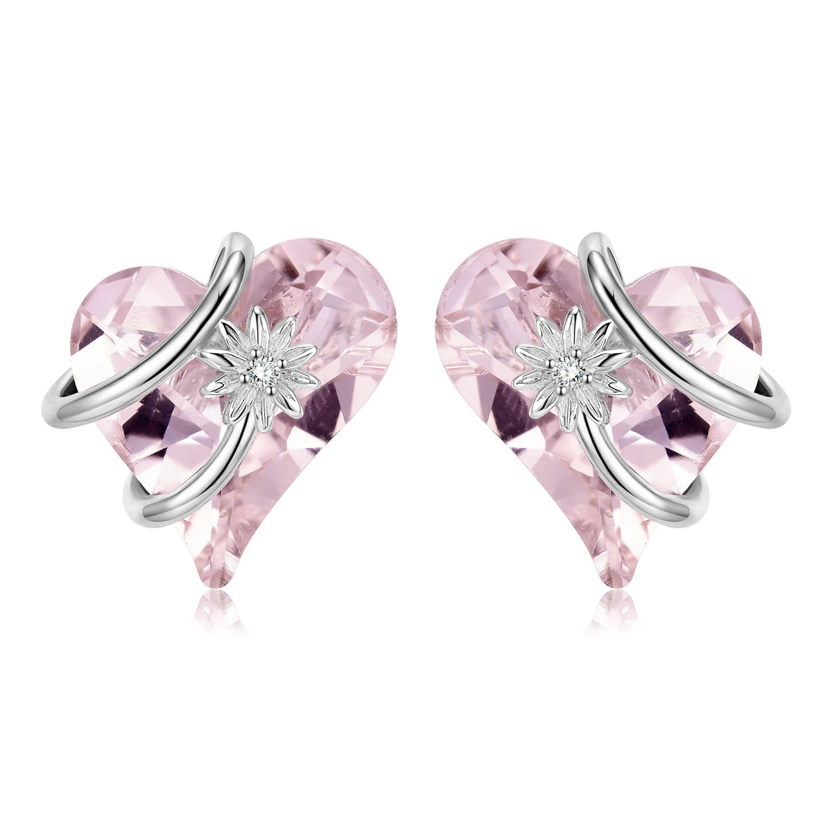 S&S 925 Sterling Silver Zircon Stud Earrings | Heart, Star & Crystal Designs | GDTC Certified | S&S Collection