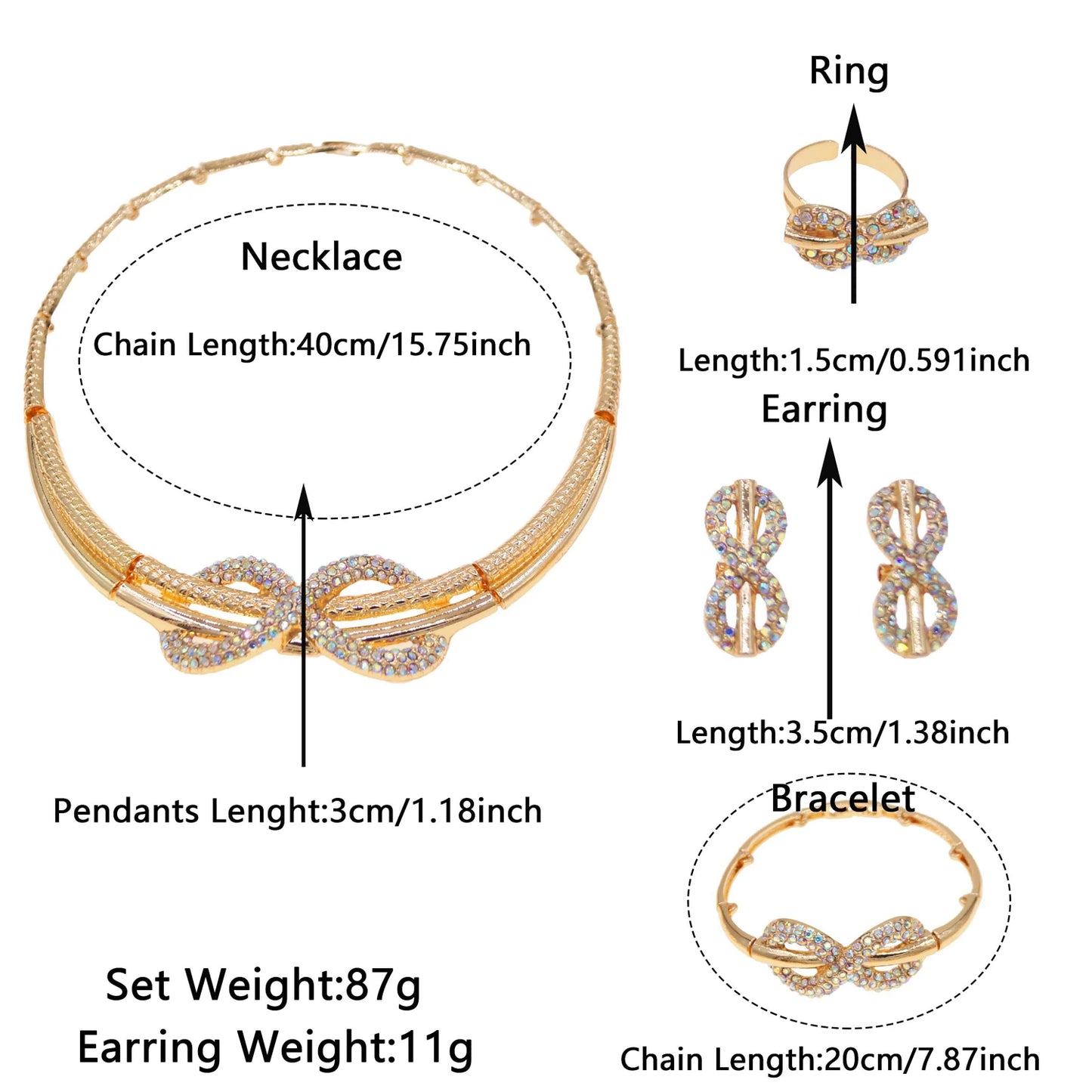 Zhuerrui Diamond Set Exquisite Jewelry Set Women's Bracelet Necklace Earrings High Quality Stylish Bridal AccessoriesHC24031214