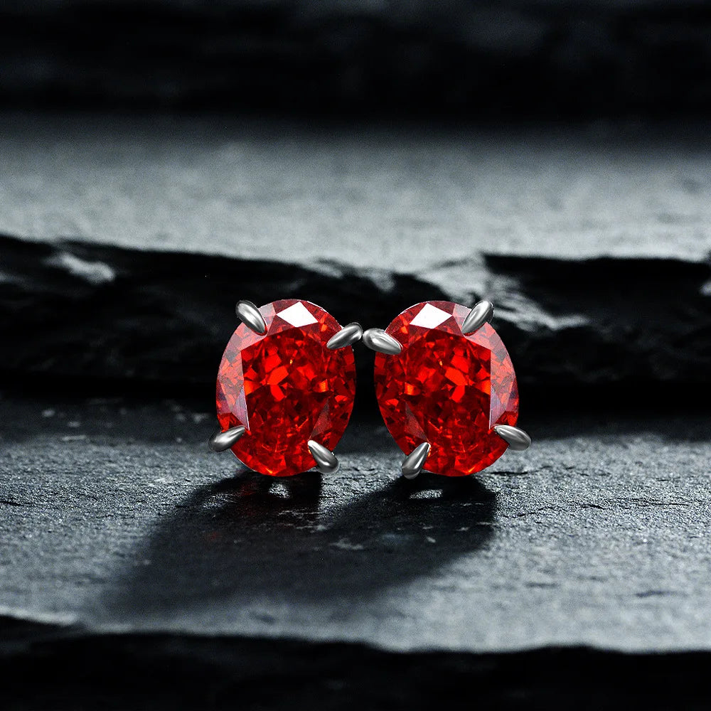 MUSHAN Jewelry Factory 925 Silver 7*9 Sea Blue High Carbon Diamond Earrings Popular European and American Fashion Accessory