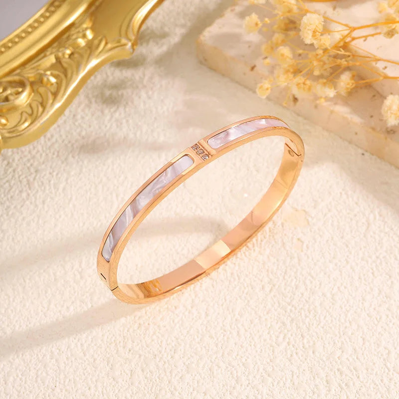 REBEL Stainless Inoxydable Stainless Steel 18K Gold Plated Roman Women Fashion Jewelry Bracelets Bangles