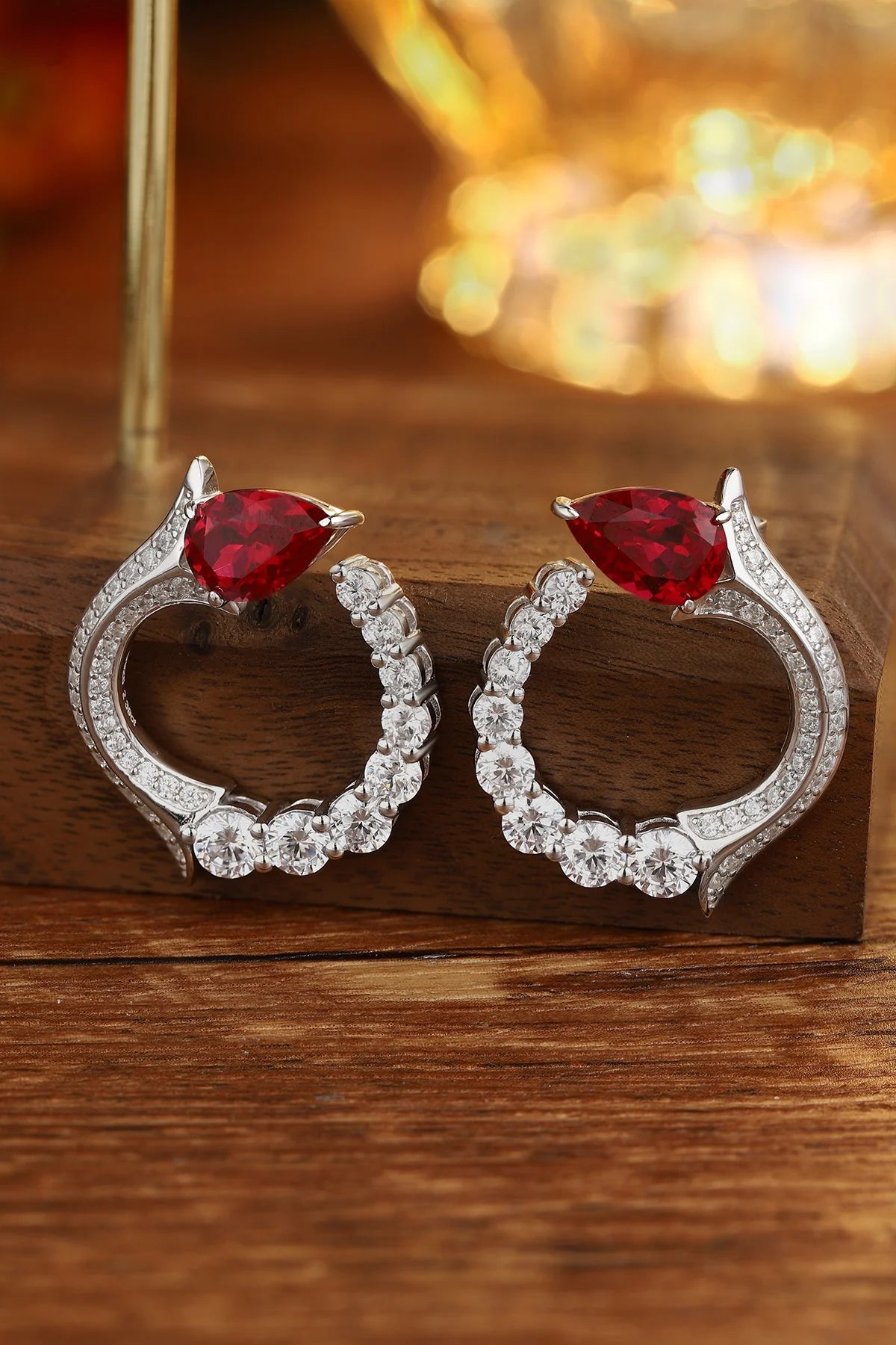 Gemfiori Anster High Quality S925 Lab Grown Ruby Earring Stud Dainty Gemstone Stud Earrings for Women Daily Wear Gift