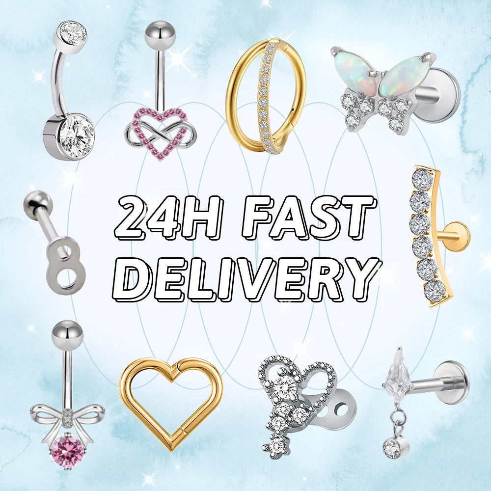 S&S ASTM F136 Titanium 18K Gold Labret Stud | Zircon | 5 Designs