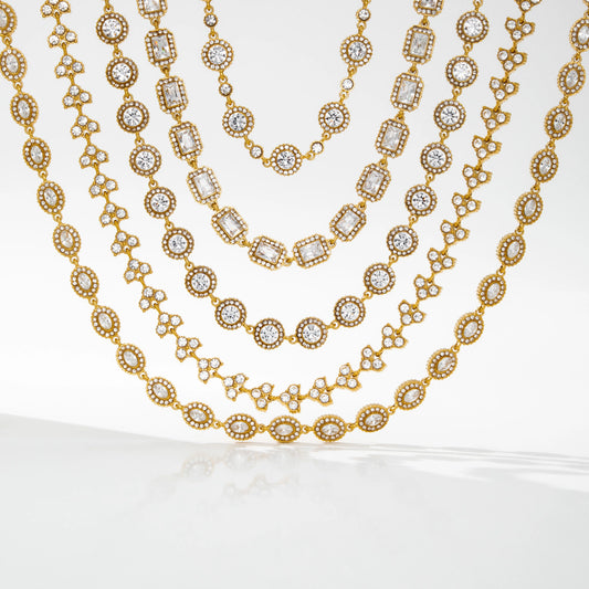 S&S 18K Gold Plated Geometric Zircon Jewellery Set | Necklace & Bracelet | S&S Collection