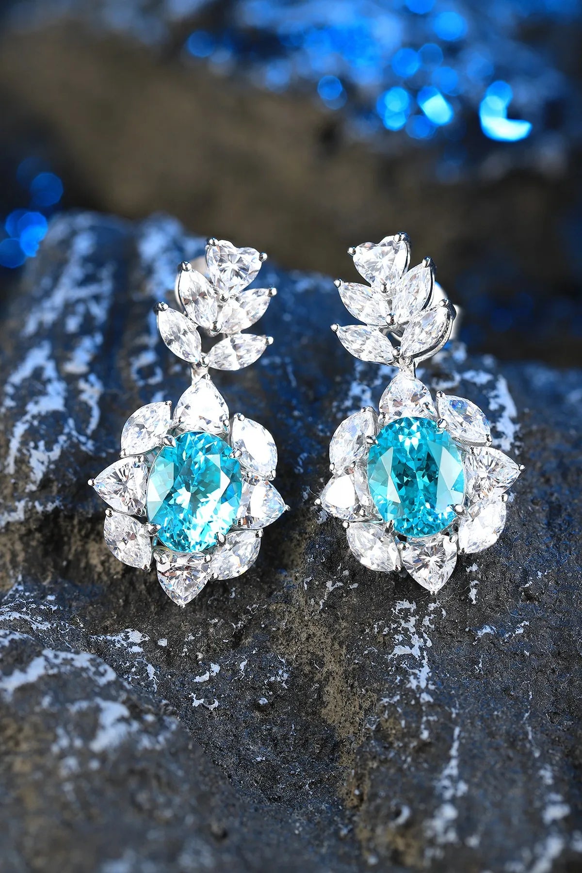 Gemfiori Anster High Quality S925 Lab Grown Paraiba Earring Stud Dainty Gemstone Stud Earrings for Women Daily Wear Gift