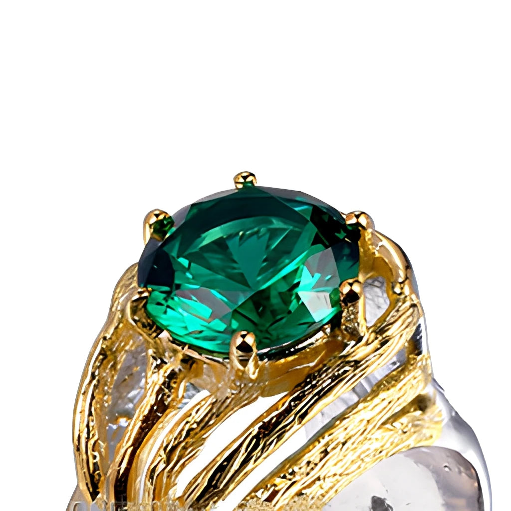 18K Gold Plated 925 Sterling Silver Gemstone Ring for Women