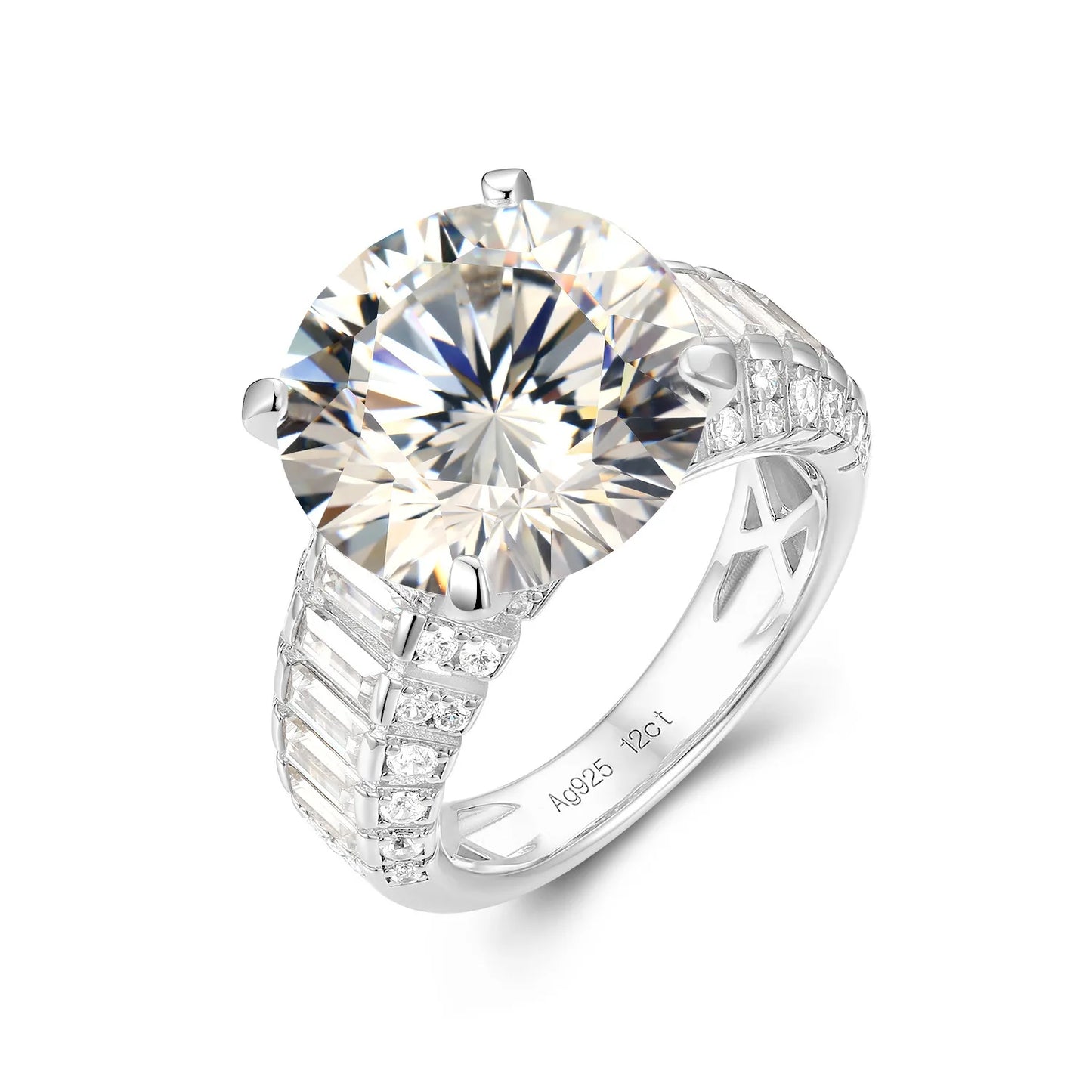 MUSHAN 12ct Other High Carbon Diamond Engagement Wedding Ring 925 Sterling Silver CMA Certified Party Rings for Women
