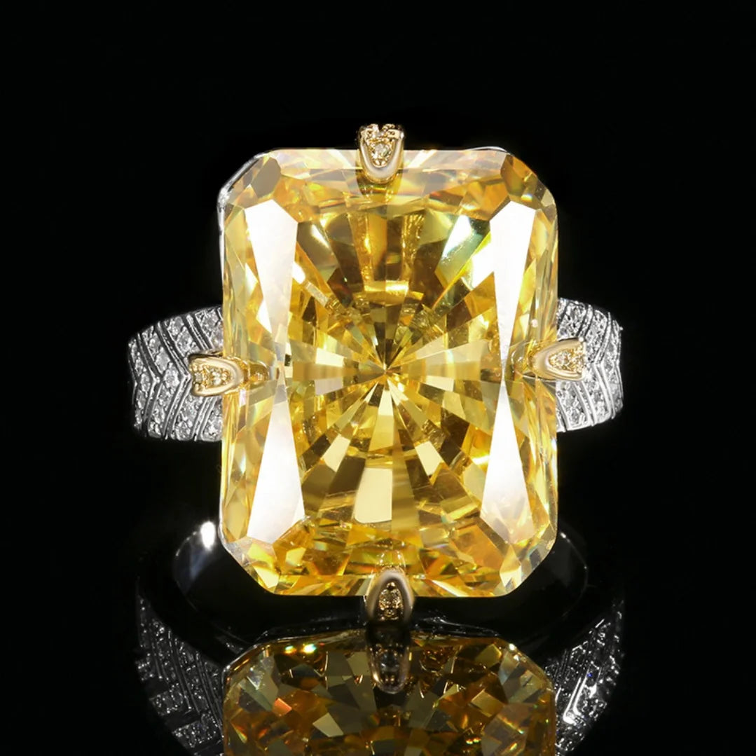 S&S Yellow Radiant Cut CZ Jewellery Set – Pendant Necklace & Ring – Gold Plated – Collection