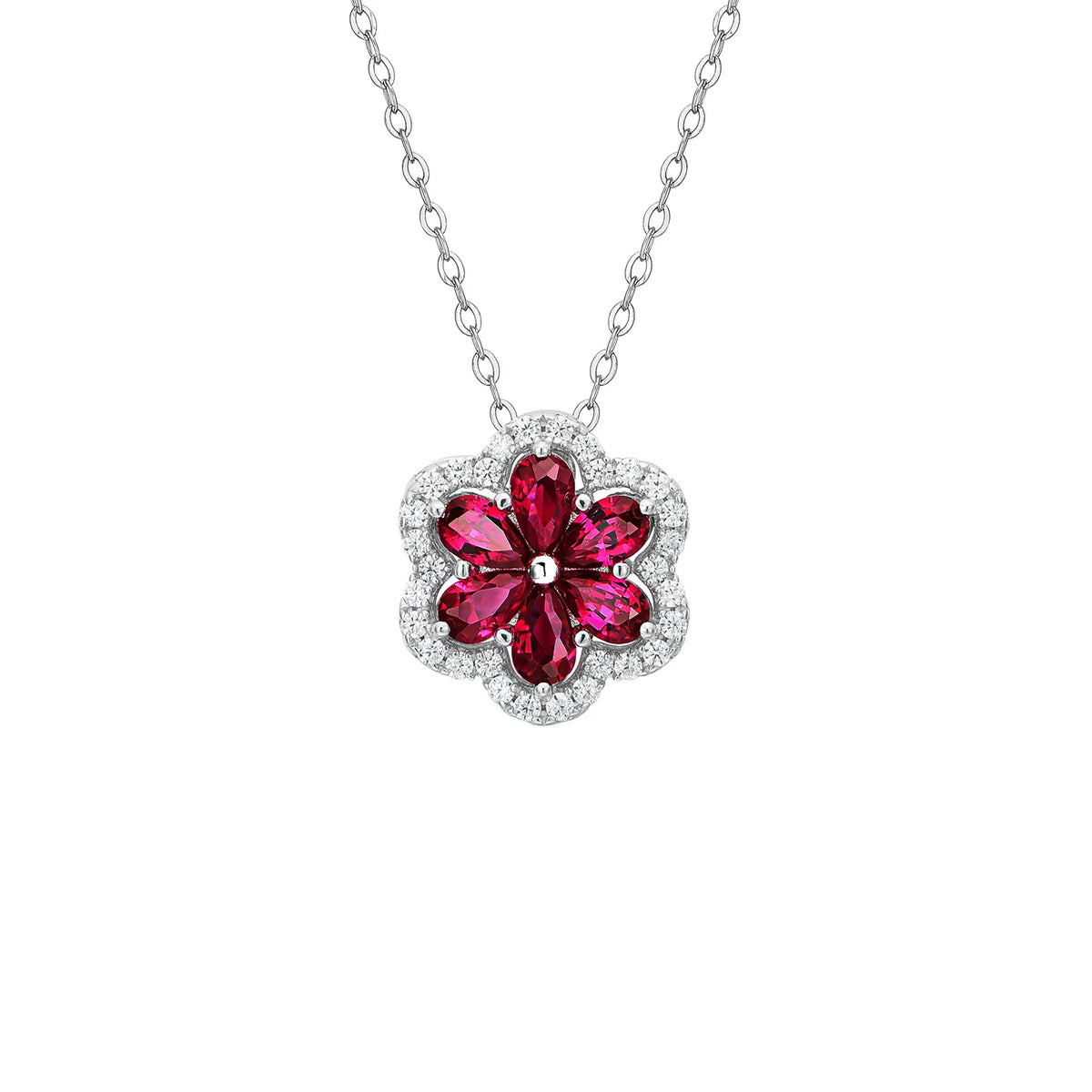 ArtistA 925 Sterling Silver Costum Lab Grown Ruby Necklace Wedding Jewelry Anniversary Gift