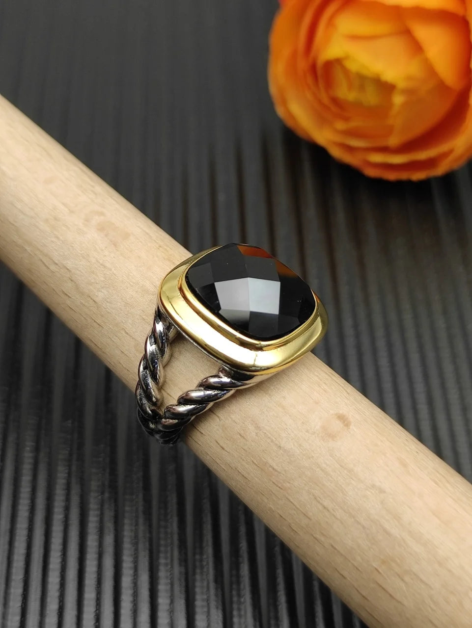 DY High-Quality Silver-Plated 14mm Square Diamond-Set Ring, Gold-Plated Colored Gemstone-Set Ring, Wholesale Jewelry