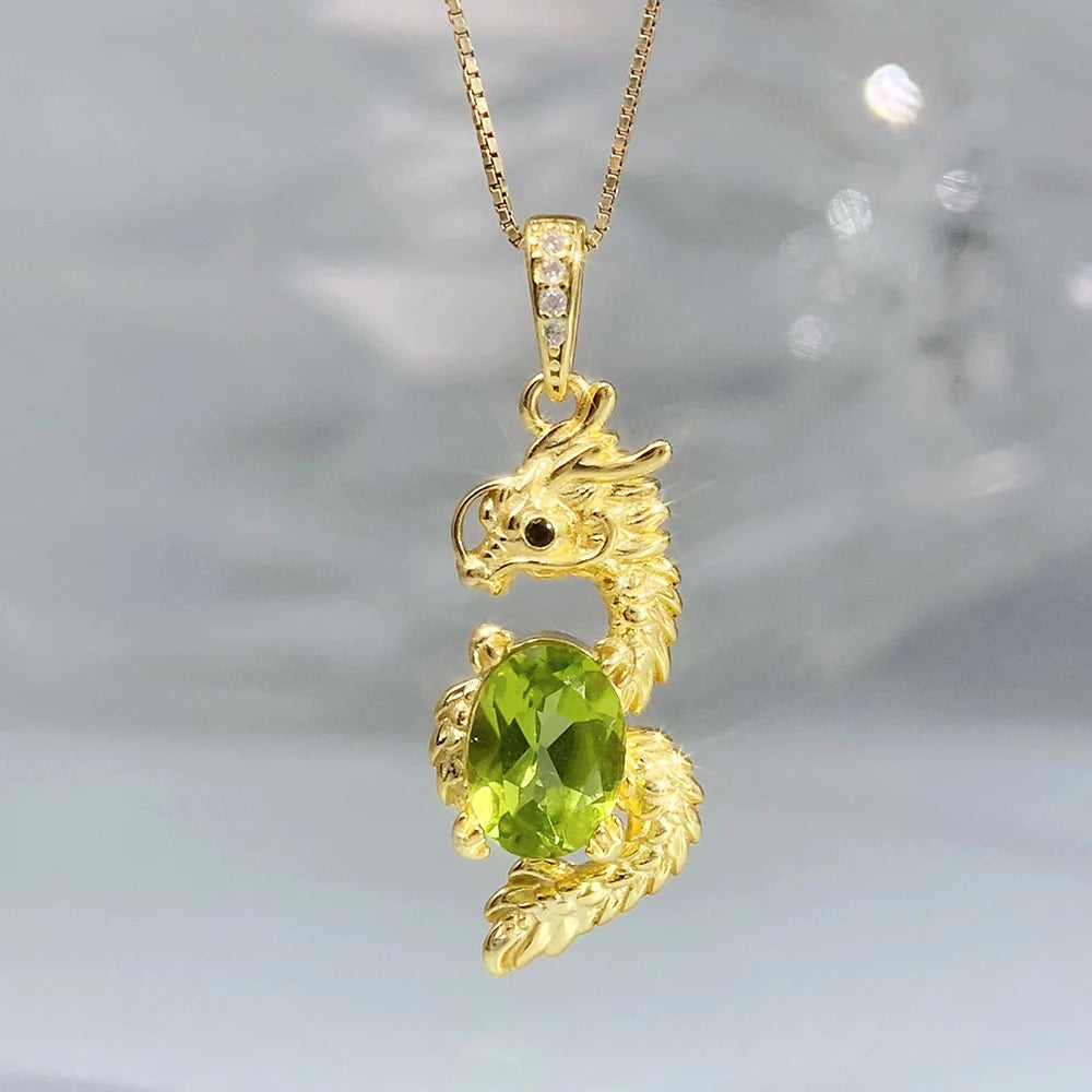 Gioiellieri Luxury Peridot Pendant with S925 Sterling Silver Natural Green Gemstone Fine Jewelry for Wedding Anniversary Gift 925 Stamped