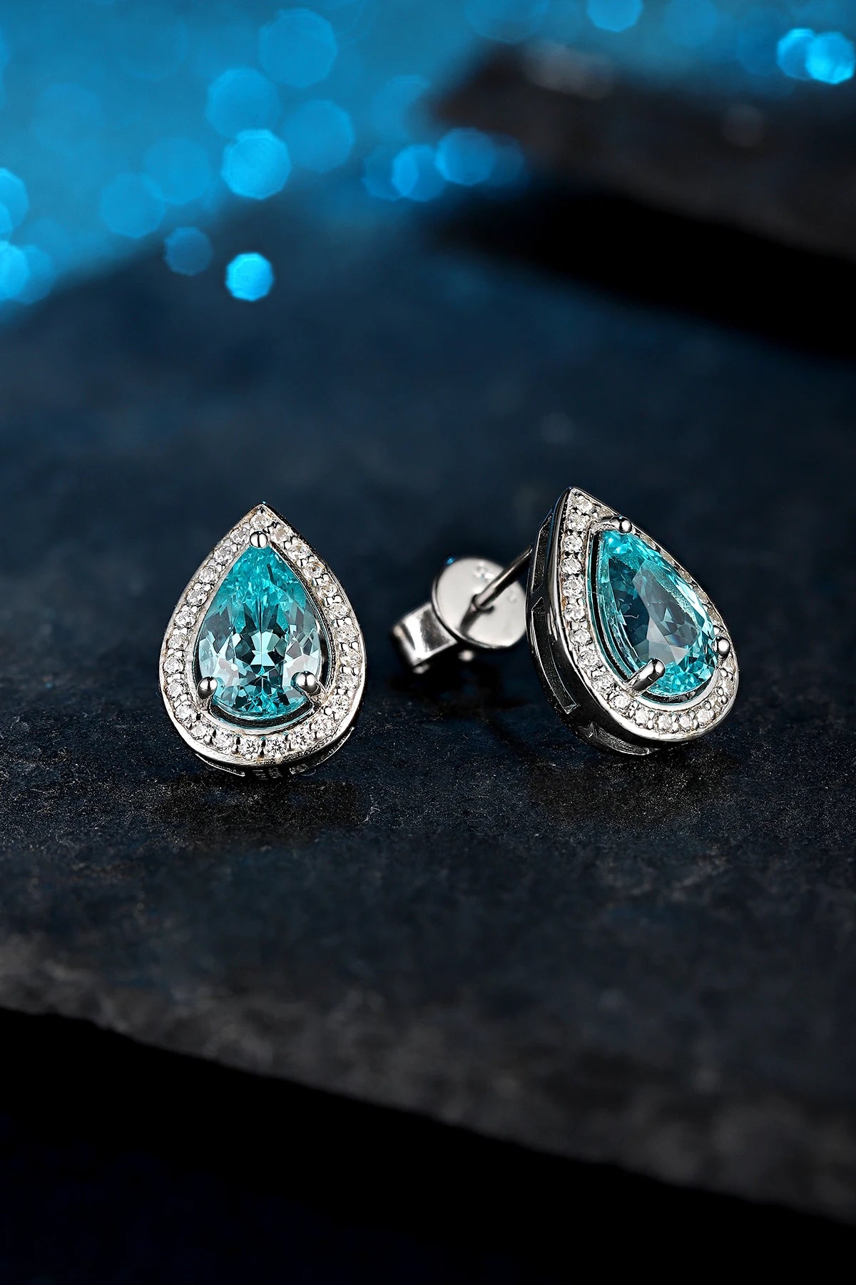 Gemfiori Custom Perabia fusion Pear Earrings Silver Customized Symmetrical Design Waterdrop-shaped Small Earrings for Jewelry