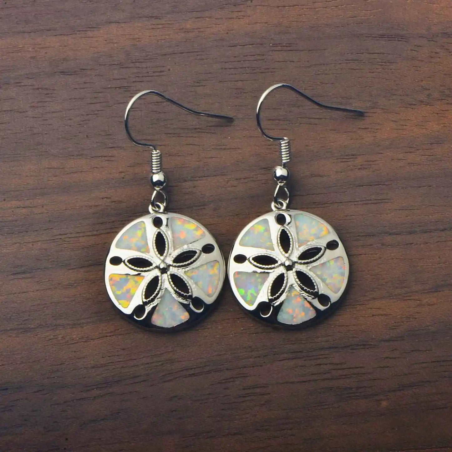 Geometric Opal Drop Earrings - Blue Fire Opal Solitaire & CZ Accent Design | Elegant Formal Jewelry Bulk Gifts