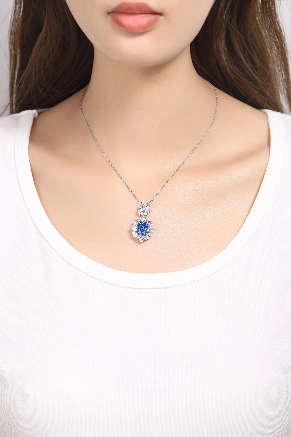 Gemfiori Anster 925 Sterling Silver High-quality Cultivated Cobalt Spinel Necklace - Suitable for Parties or As a Gift