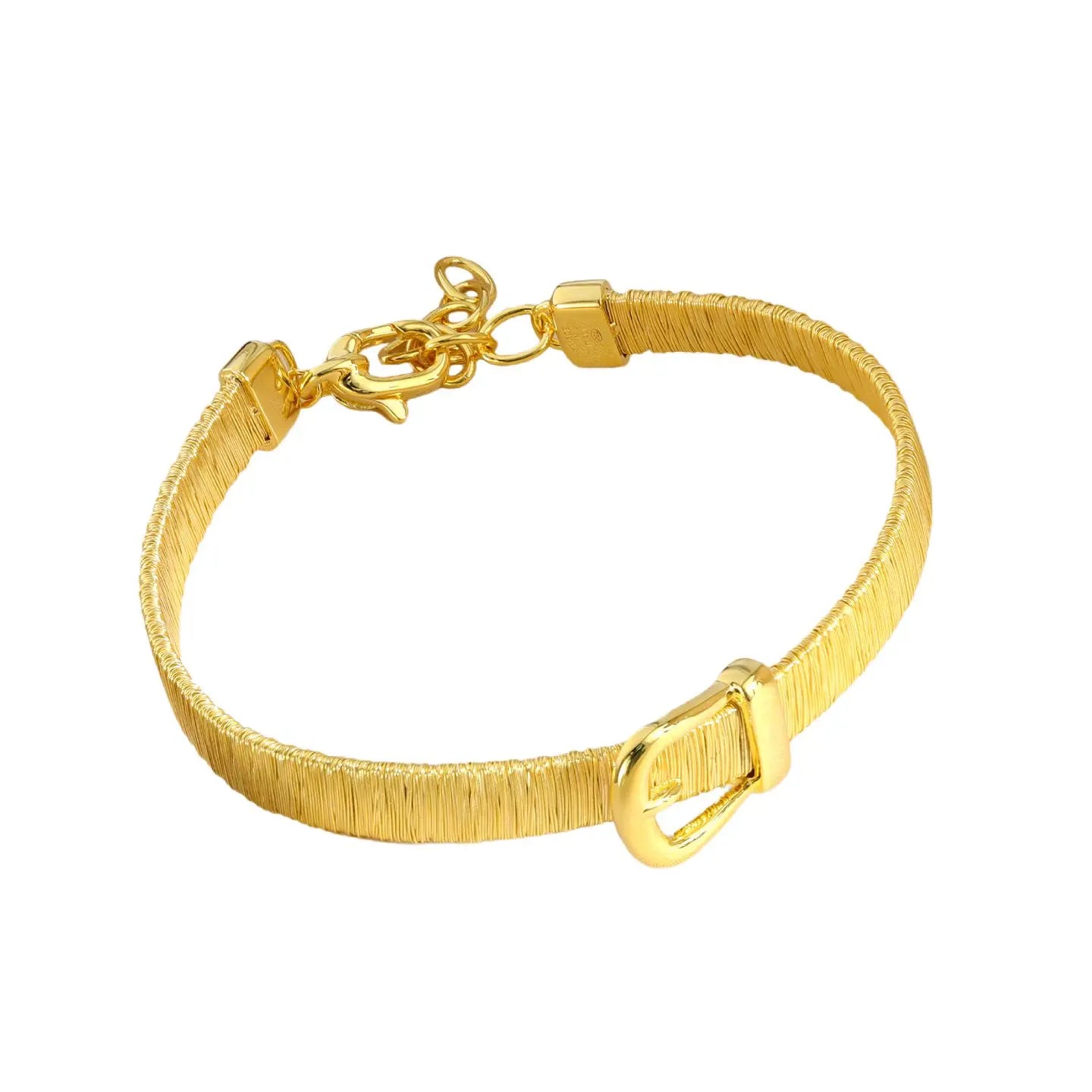 MuShan Jewelry Factory  S925 Pure Silver Gold Silk Bracelet for Women, Heavy Woven and Brushed Texture