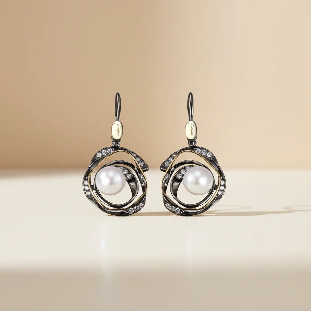 Latest Design Thailand Freshwater Pearl Handmade 925 Sterling Silver Dangle Earrings