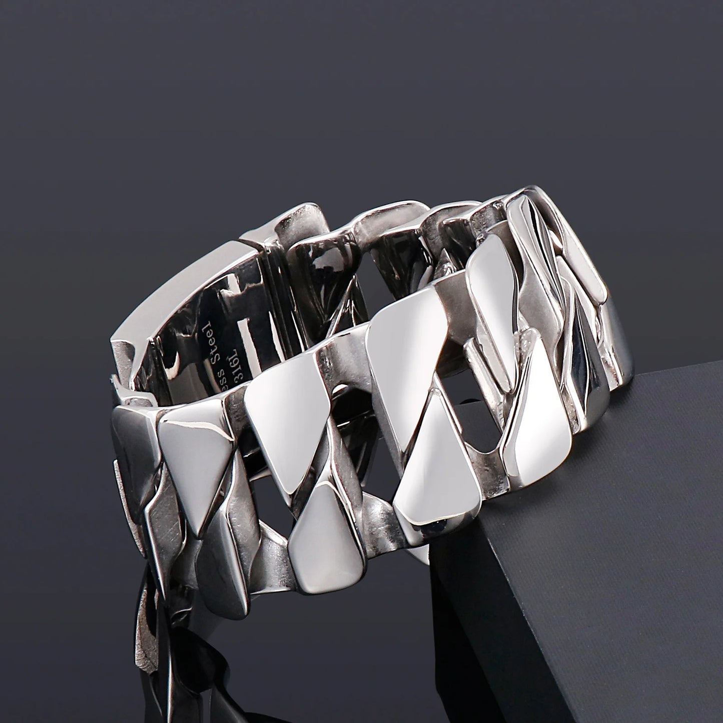 KALEN Jewelry Punk 22.5cm Domineering 316L Stainless Steel Cuban Bracelets Men