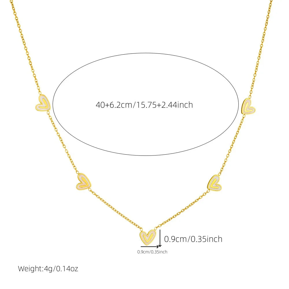 Hot Sell Fashion Stainless Steel Heart Necklace Earrings and Bracelet Set Women Luxury Gold Jewelry Set