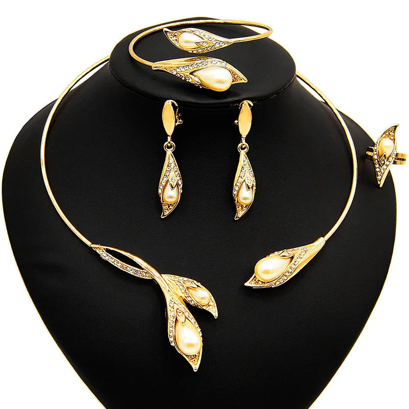 Zhuerrui Italiano Gold Designs Women Jewellery Set Party Fine Costume Jewelry Set Luxury Big Necklace Jewellery SetsHD20070814