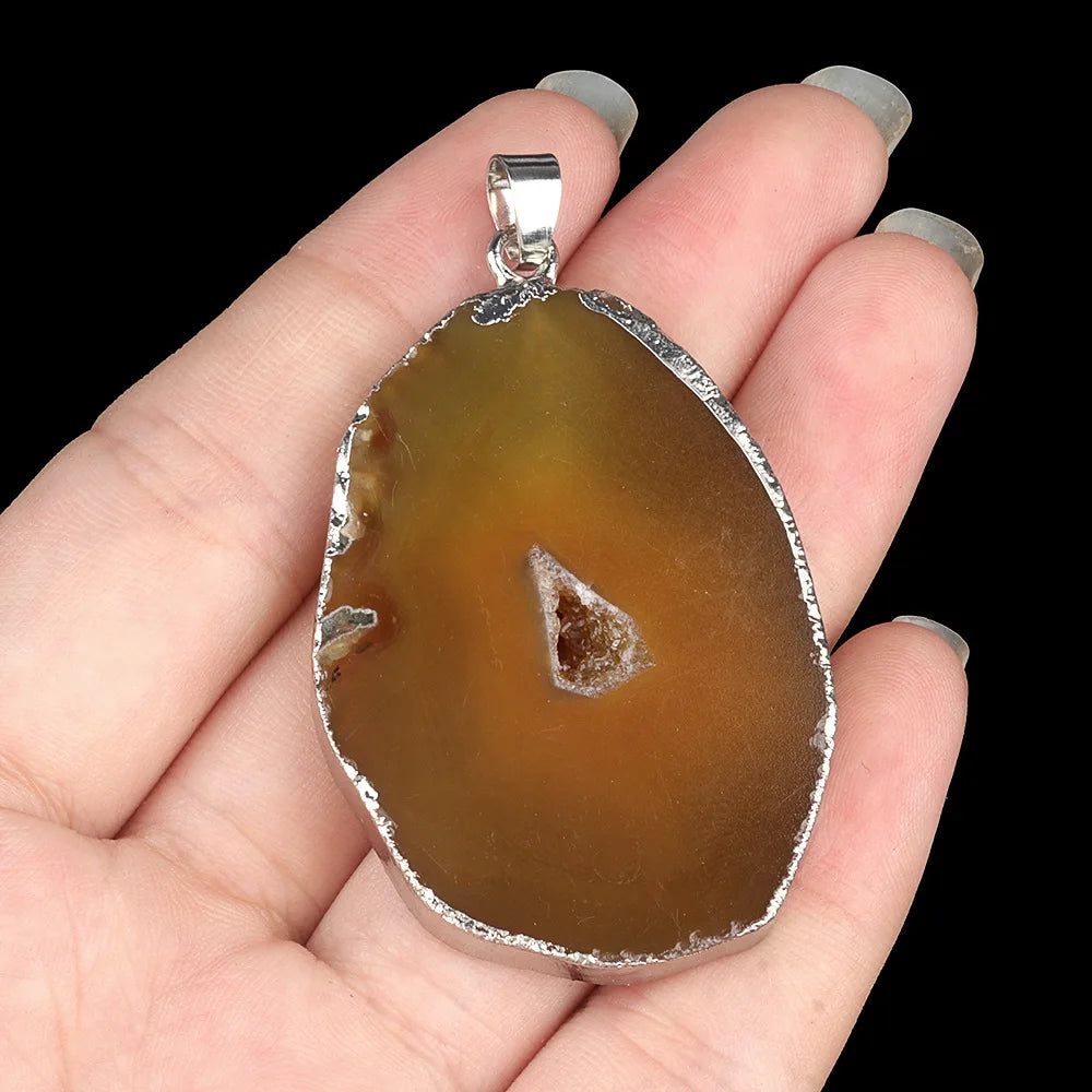 XOTICA Natural Stones Agate Crystal Pendant Gold Plated Gemstone Druzy Necklace Pendants for Women Fashion Jewelry