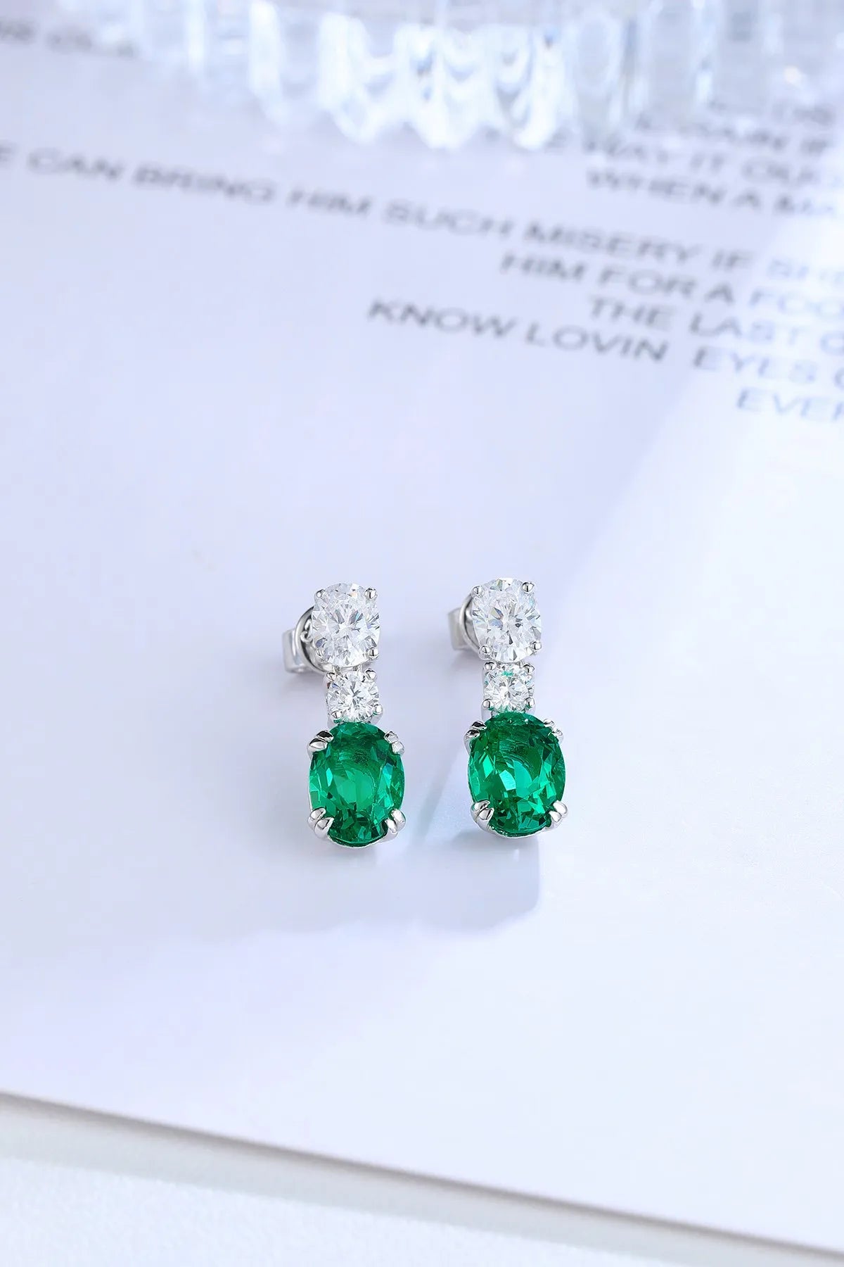 Gemfiori Anster High Quality S925 Lab Grown Emerald Earring Stud Dainty Gemstone Stud Earrings for Women Daily Wear Gift