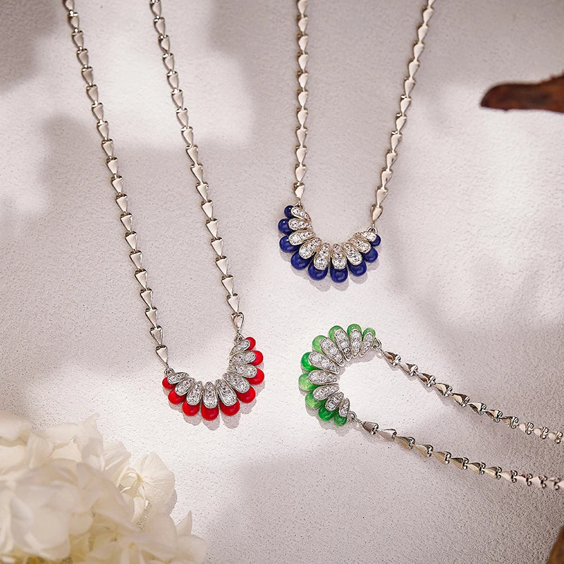 2025 New Cute Bent Moon Necklace Earrings Two-Piece Set Compact and Exquisite Brass Jewelry with Zircon for Men and Women