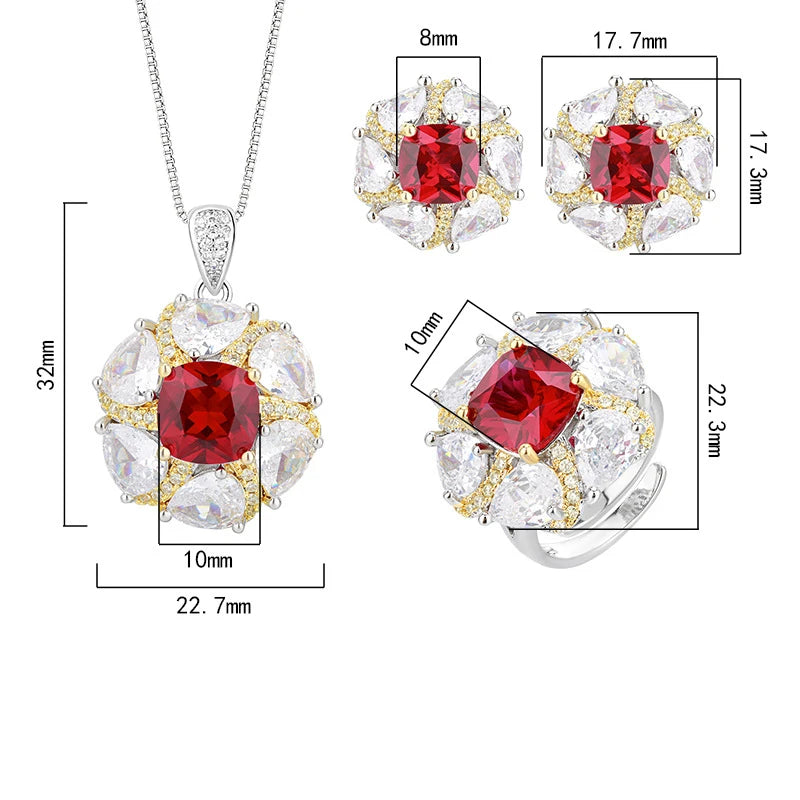 Gemfiori Women's Luxury Necklaces Rings Earrings Sparkling Cubic Zircon Gorgeous Women's Anniversary Fashion Jewelry Gifts